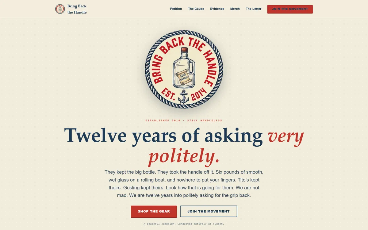 Bring Back the Handle homepage