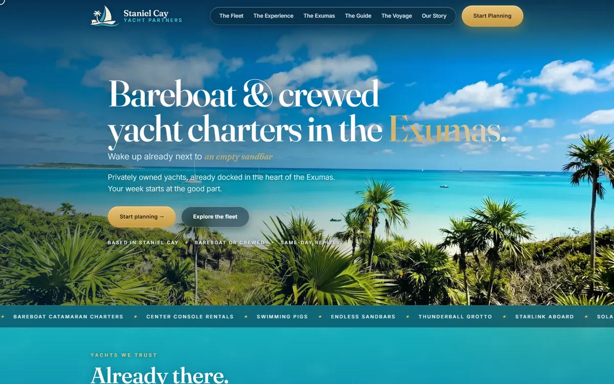 Staniel Cay Yacht Partners homepage